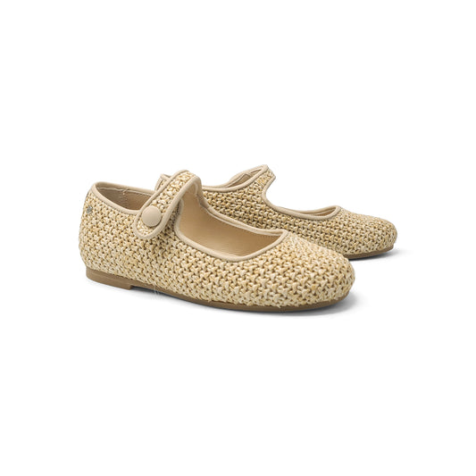 Manuela De Juan Beige Wicker Basket Mary Jane S3056