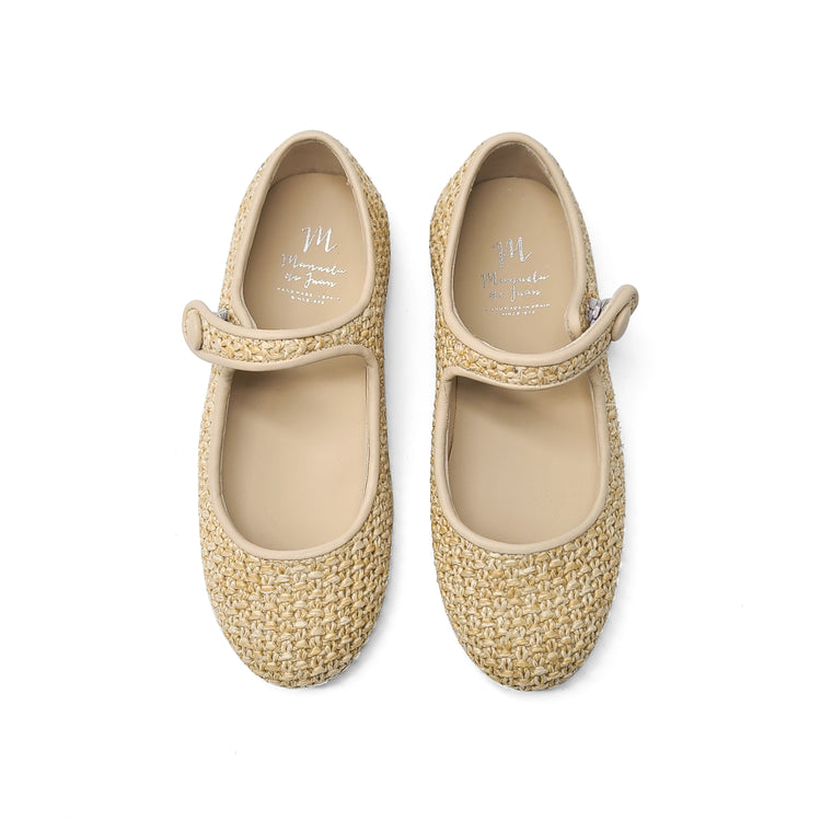 Manuela De Juan Beige Wicker Basket Mary Jane S3056