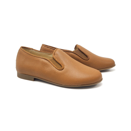 Andanines Cognac Perforated Smoking Slip On 182447