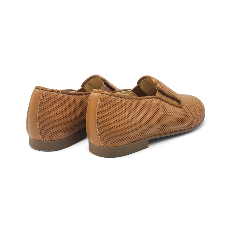 Andanines Cognac Perforated Smoking Slip On 182447