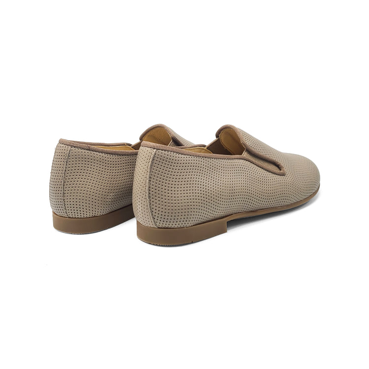 Andanines Taupe Perforated Smoking Slip On 182447