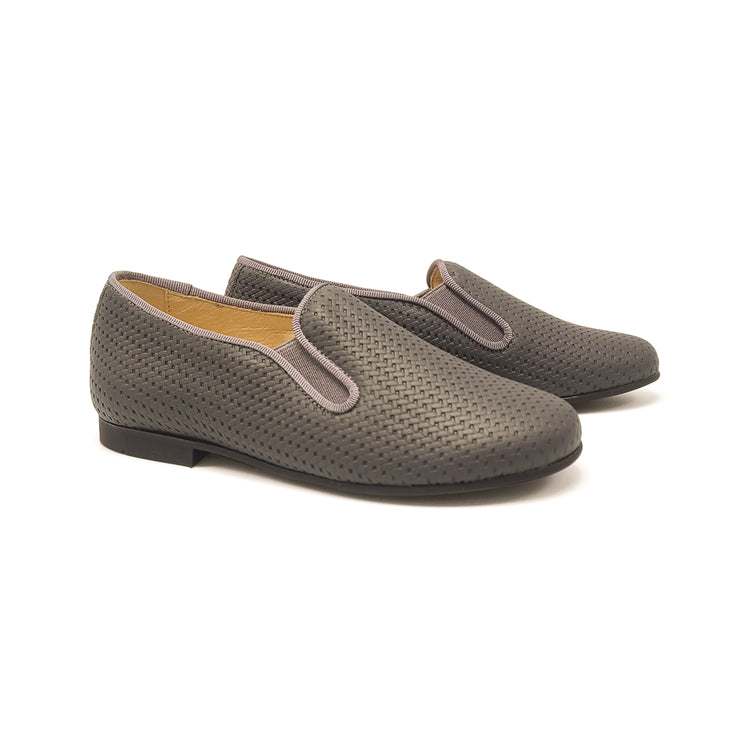 Andanines Dark Grey Print Smoking Slip On 182447