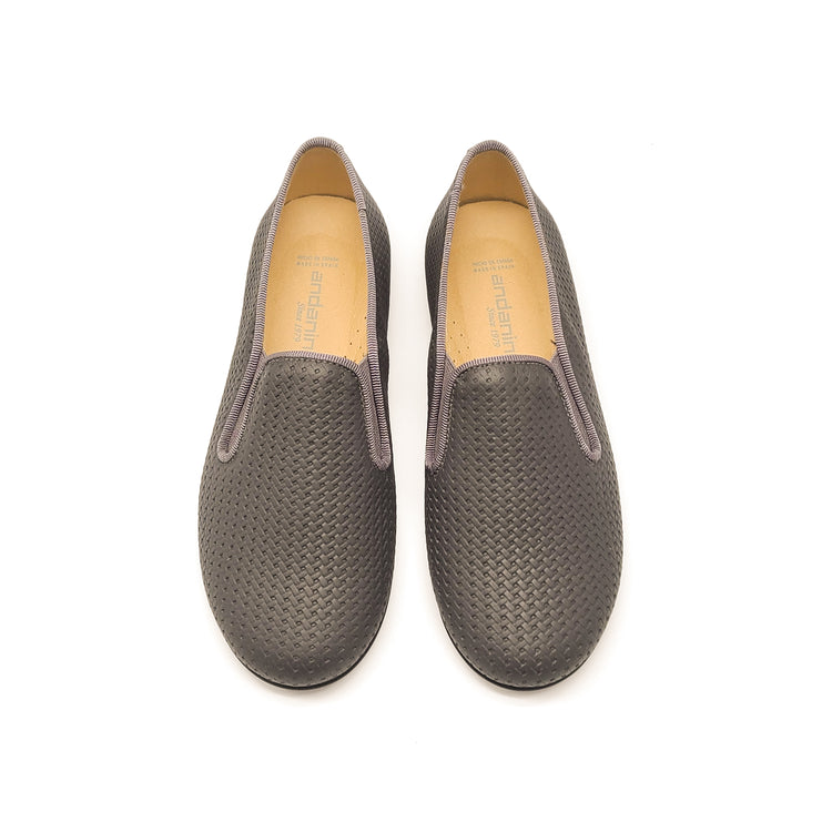 Andanines Dark Grey Print Smoking Slip On 182447