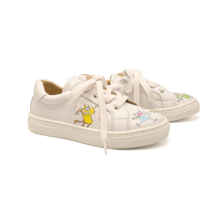 Andanines White Dancing Cats Sneaker 221666