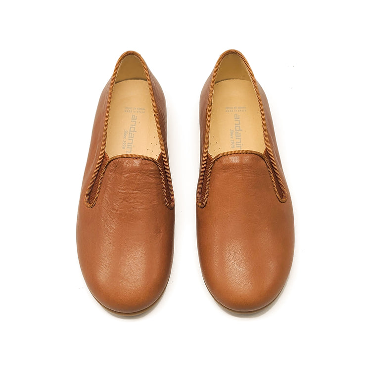 Andanines Brown Leather Smoking Slip On 182447