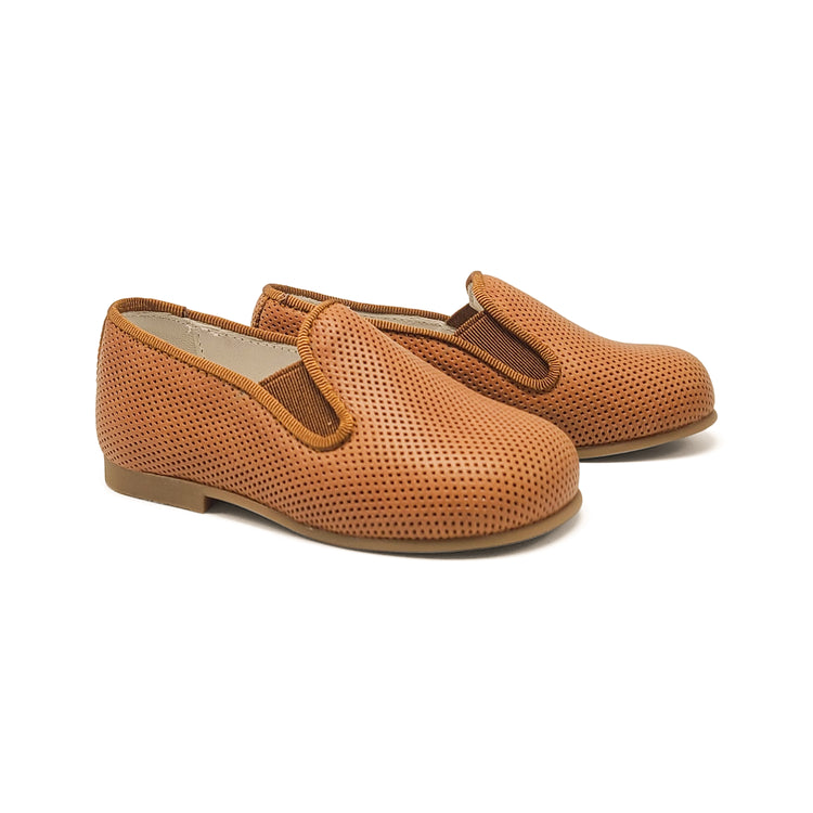 Andanines Cognac Perforated Smoking Slip On 182447