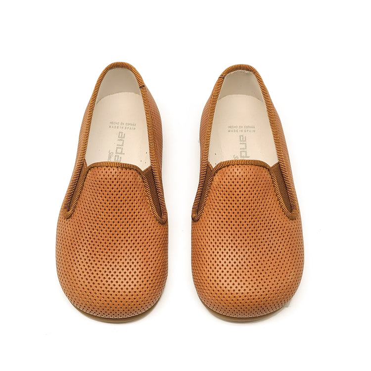 Andanines Cognac Perforated Smoking Slip On 182447