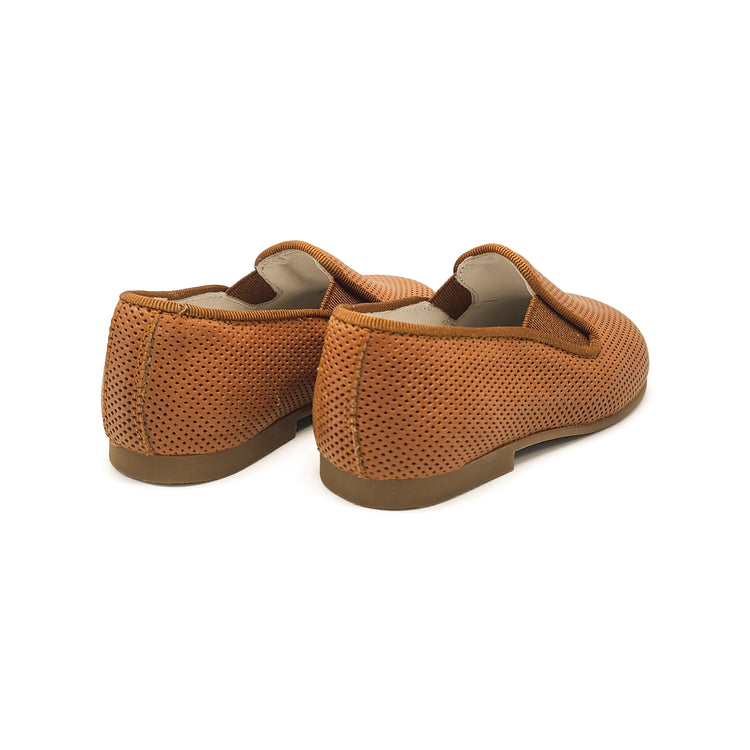 Andanines Cognac Perforated Smoking Slip On 182447