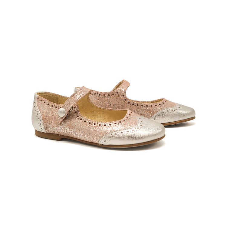 LMDI Doll Blush Silver Wingtip Mary Jane