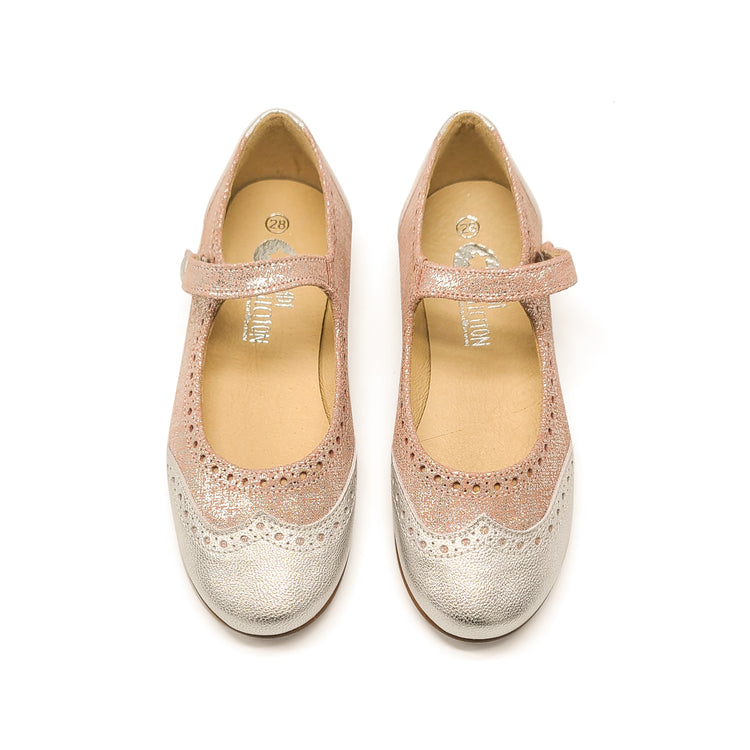 LMDI Doll Blush Silver Wingtip Mary Jane