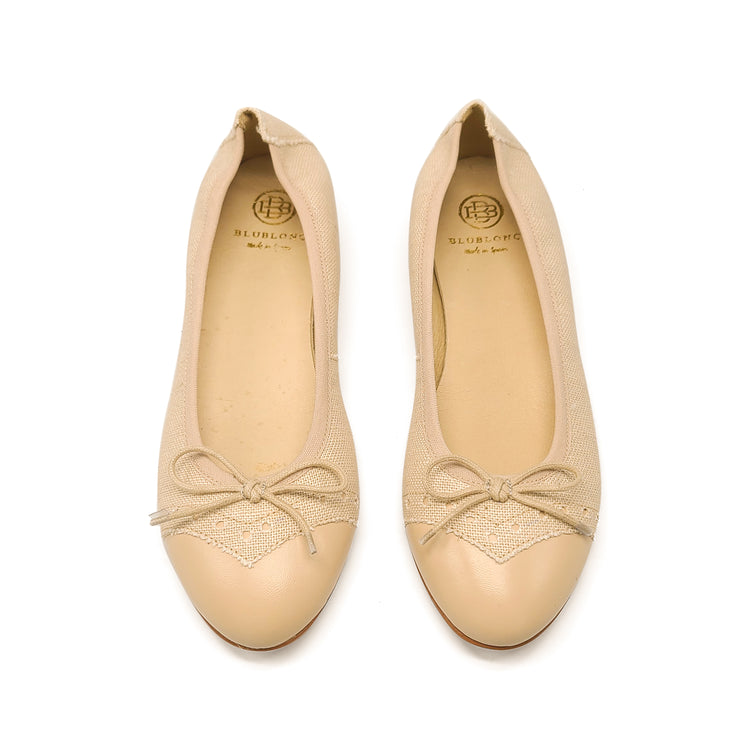 Blublonc Lilly Sand Wingtip Ballet Flat