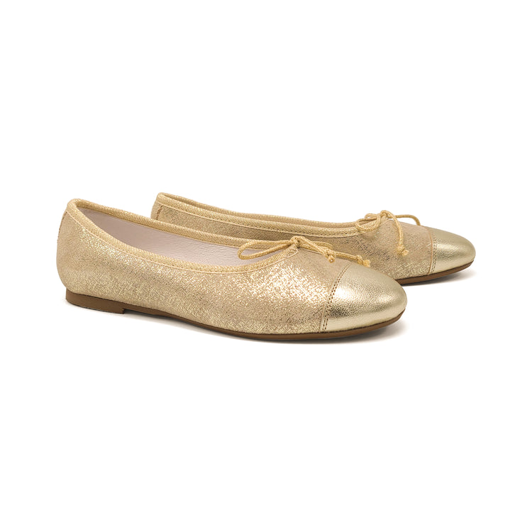 LMDI Gold Linen Ballet Flat