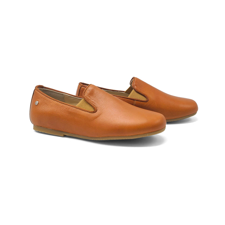 Manuela De Juan Cognac Ribbed Smoking Shoe S2488