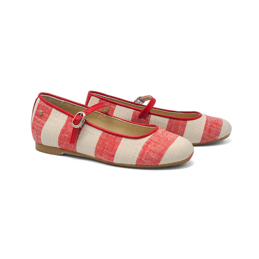 Manuela De Juan Red Togo Striped Mary Jane S2862