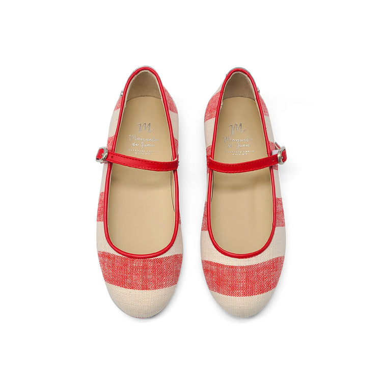 Manuela De Juan Red Togo Striped Mary Jane S2862