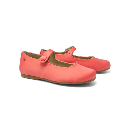 Manuela De Juan Coral Pink Silk Mary Jane S2108