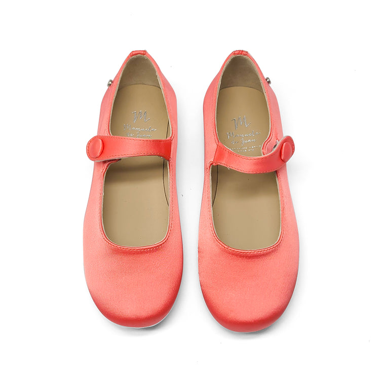 Manuela De Juan Coral Pink Silk Mary Jane S2108