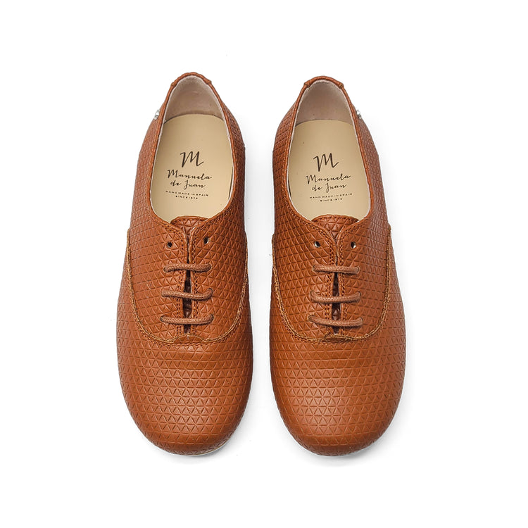 Manuela De Juan Cognac Triangle Derby Lace Up S2172