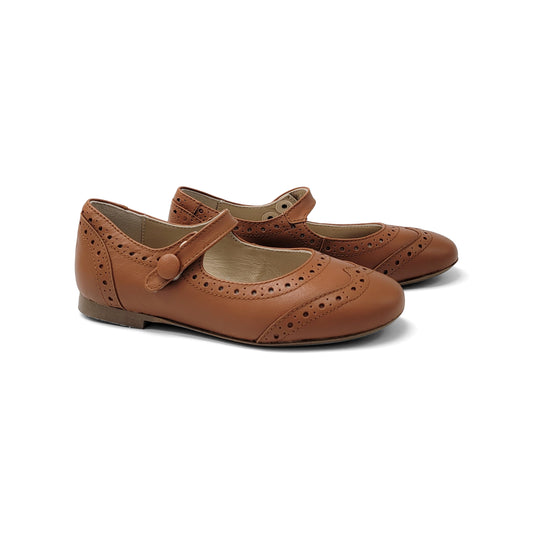 Brunellis Amber Brown Wingtip Mary Jane S-24