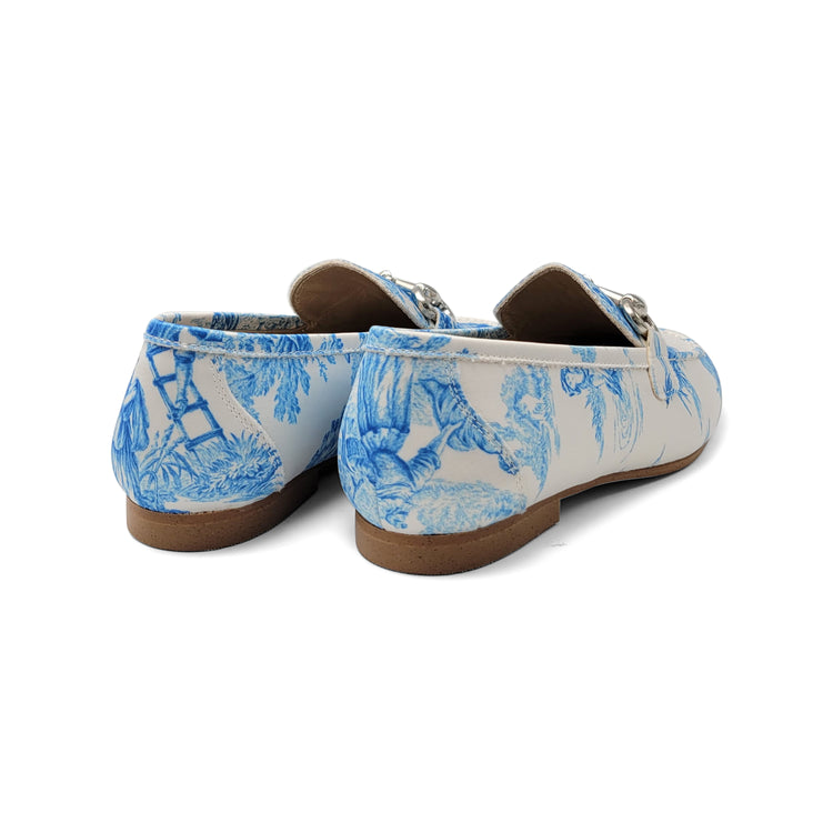 Brunellis Blue Toile Slip On Chain Loafer S-18