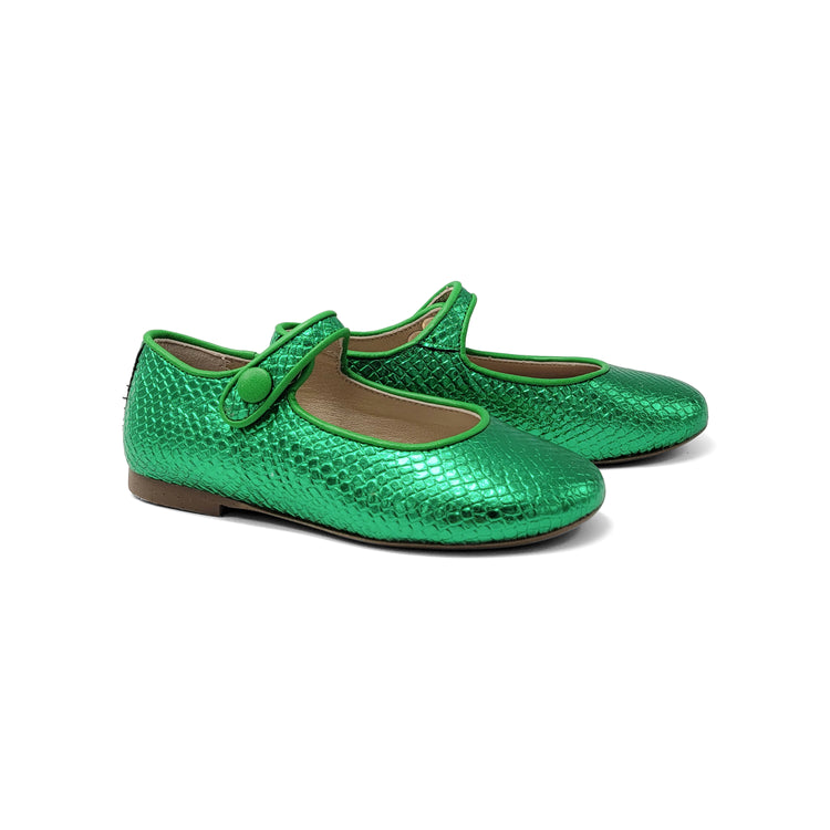 Brunellis Green Metallic Snake Mary Jane S-21