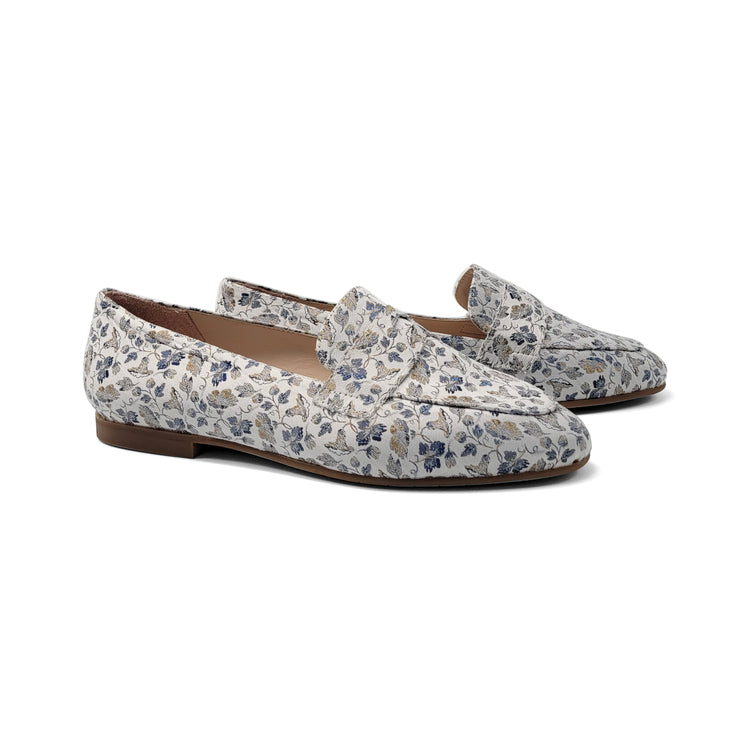 Brunella Blue Floral Grey Penny Loafer 516