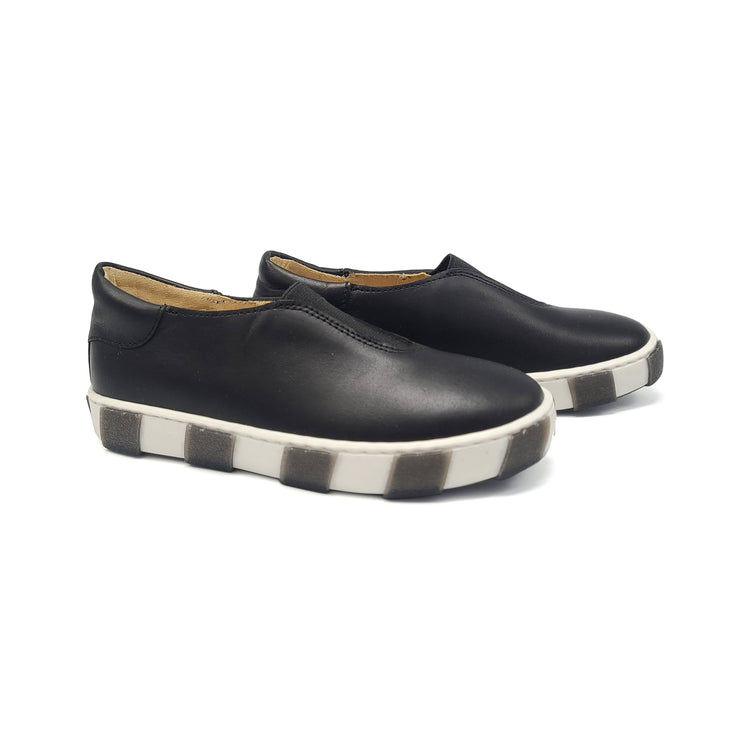 Blublonc Jina Black White Elastic Slip On Sneaker