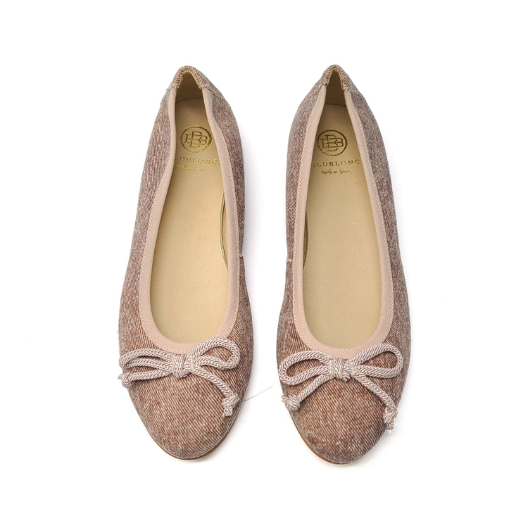 Blublonc Luisa Mauve Linen Ballet Flat