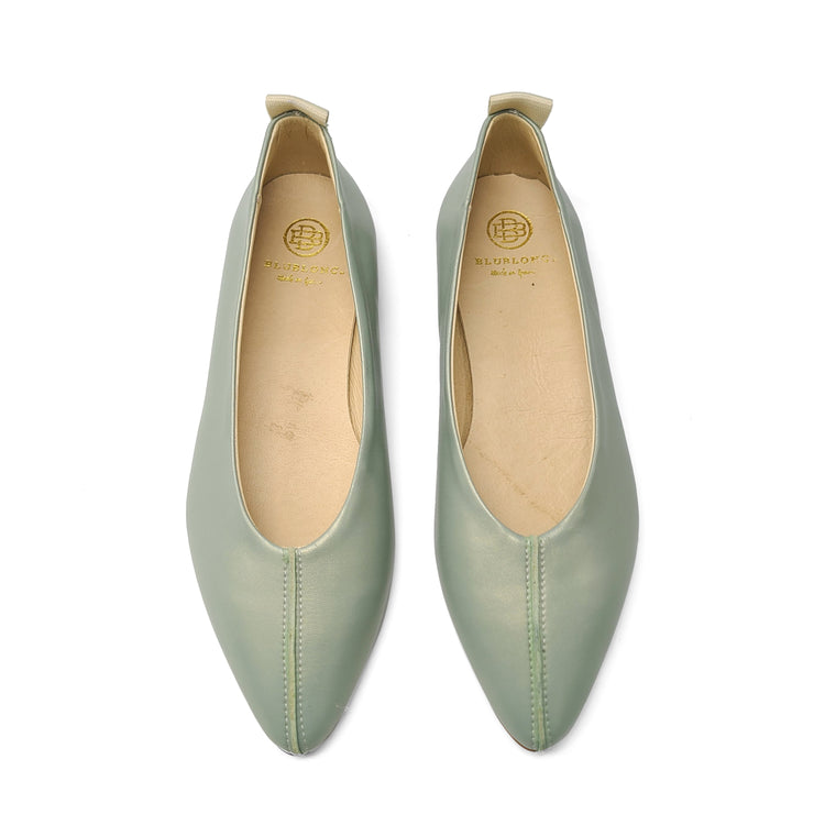 Blublonc Manda Mint Green Shimmer Pointed Ballet Flat