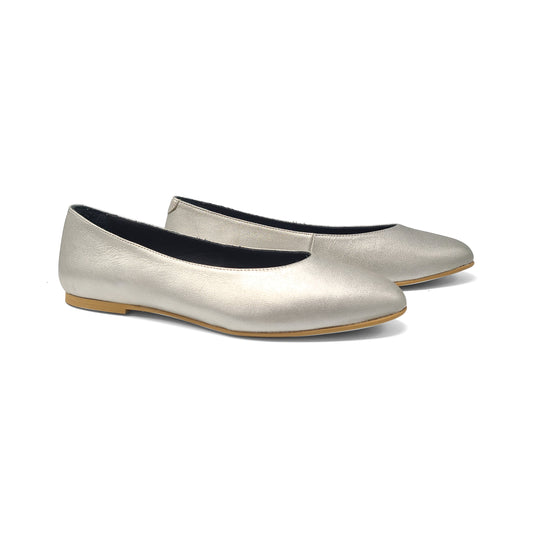 Blublonc Berta Silver Pearl Pointed Ballet Flat