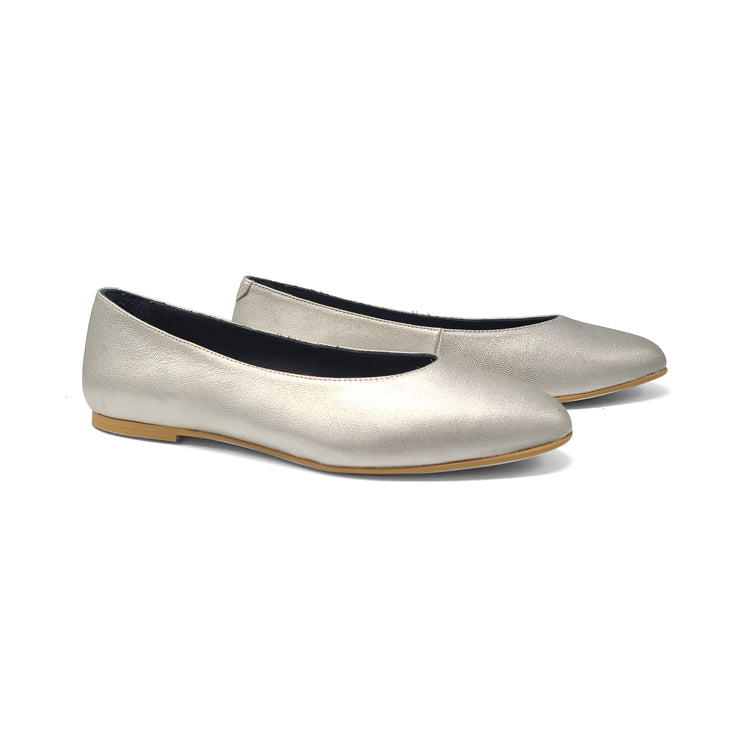 Blublonc Berta Silver Pearl Pointed Ballet Flat