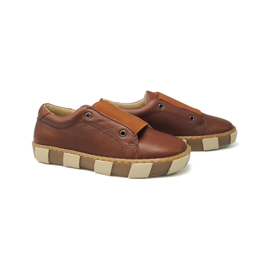 Blublonc Markos Cognac Elastic Strap Slip On Sneaker