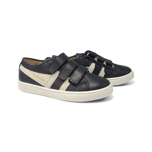 Blublonc Mateo Black Cream Three Strap Sneaker