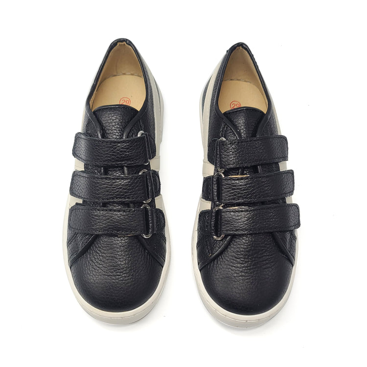 Blublonc Mateo Black Cream Three Strap Sneaker