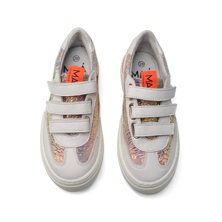 MAA Neon Glitter White Velcro Sneaker C428