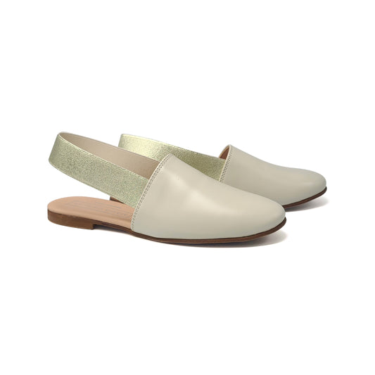 Maria Catalan Ivory Gold Slingback 600715