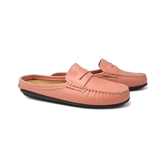 Atlanta Mocassin Peach Penny Open Back Slipper 009