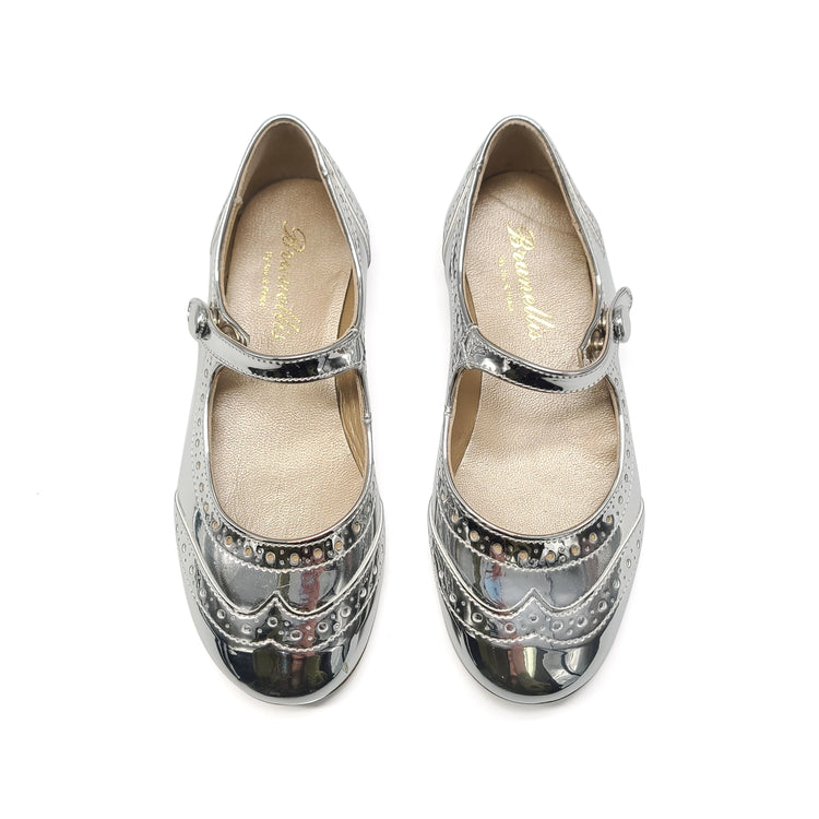 Brunellis Silver Mirror Patent Wingtip Mary Jane S-24