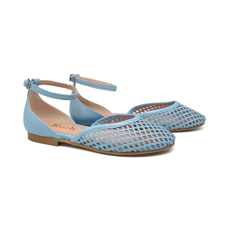 Ruth Secret Sky Blue Net Ankle Strap Dress Shoe 3729