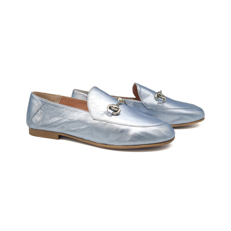 Ruth Secret Light Blue Metallic Chain Slip On 3655