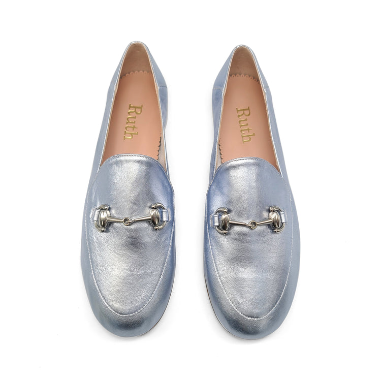 Ruth Secret Light Blue Metallic Chain Slip On 3655