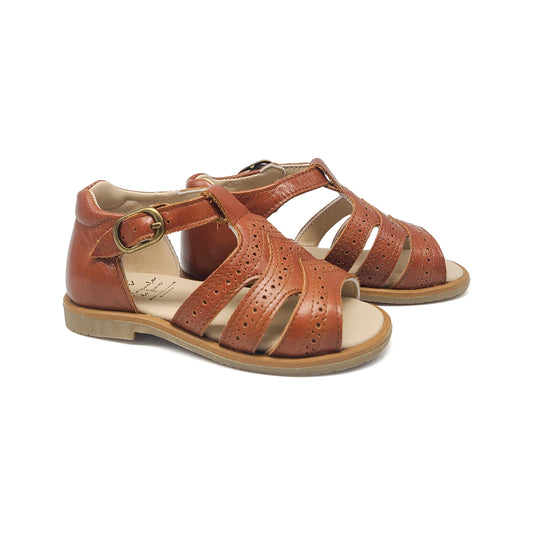 Manuela De Juan Cognac Print Sandal S3023