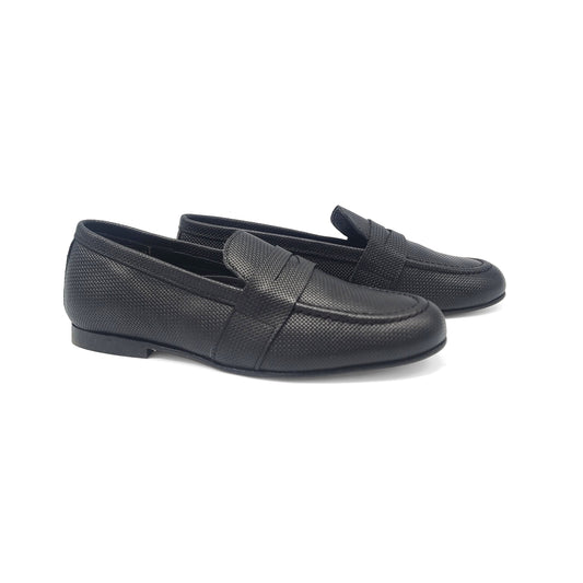 Brunellis Black Textured Penny Loafer Dress Shoe U1245