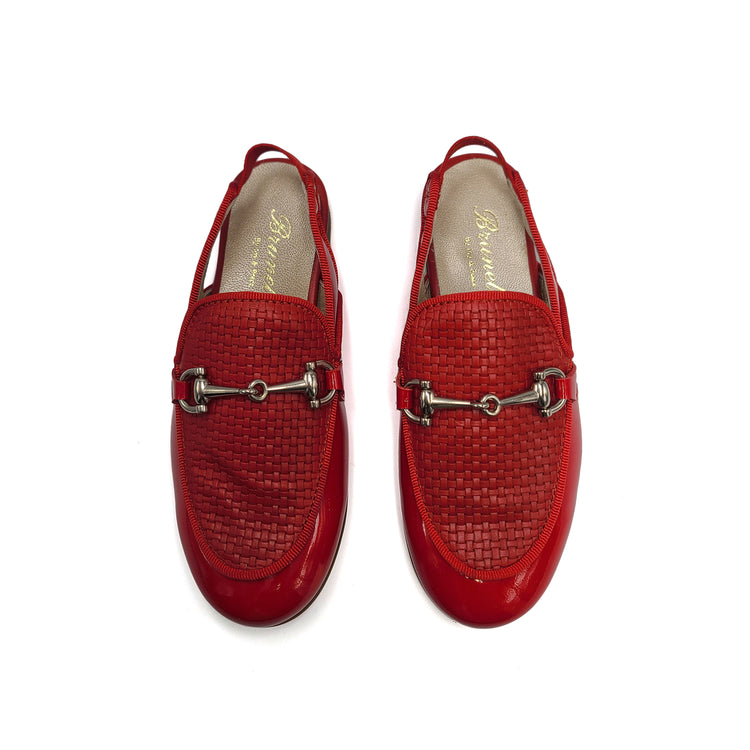 Brunellis Red Patent Basket Chain Slingback 409