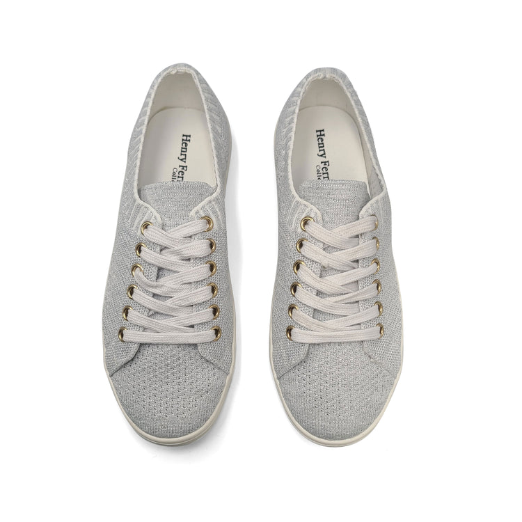 Henry Ferrera Manas Silver Lace Sock Sneaker