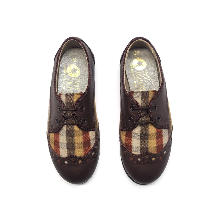 LMDI Blucher Chocolate Brown Checkered Wingtip