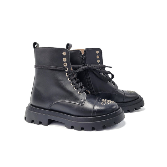 Confetti Black Stud Combat Boot 5840