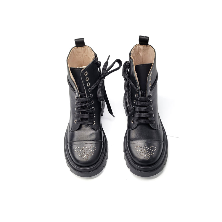 Confetti Black Stud Combat Boot 5840