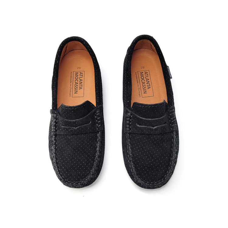 Atlanta Mocassin Black Suede Sparkle Penny Loafer 032