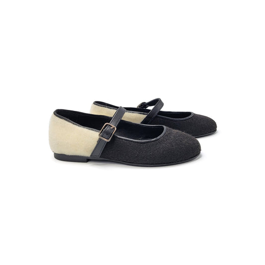 Blublonc Celina Black White Wool Mary Jane